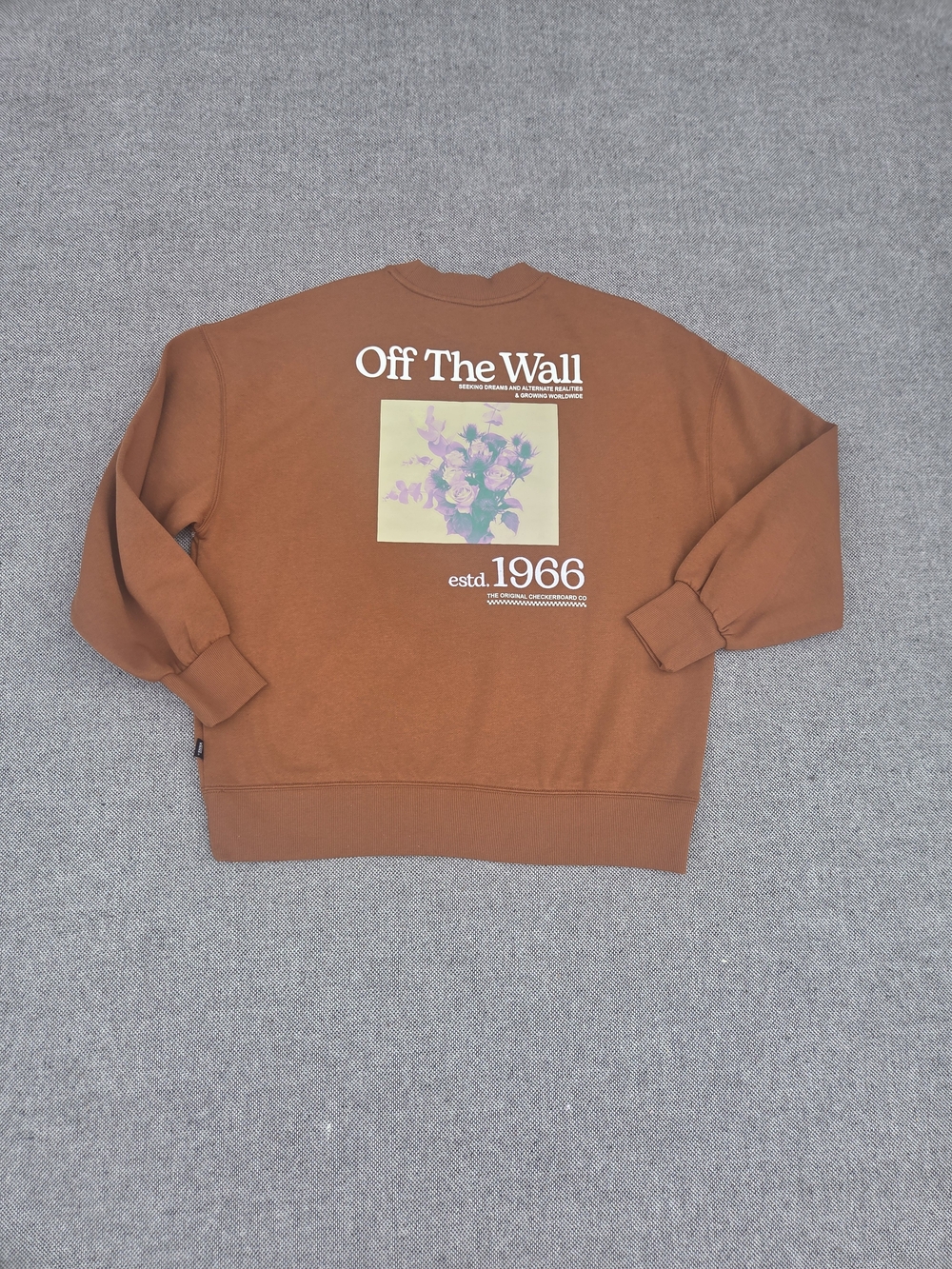 ✨ Vans‎ Off The Wall Brown Floral Graphic Crewneck Sweatshirt XS